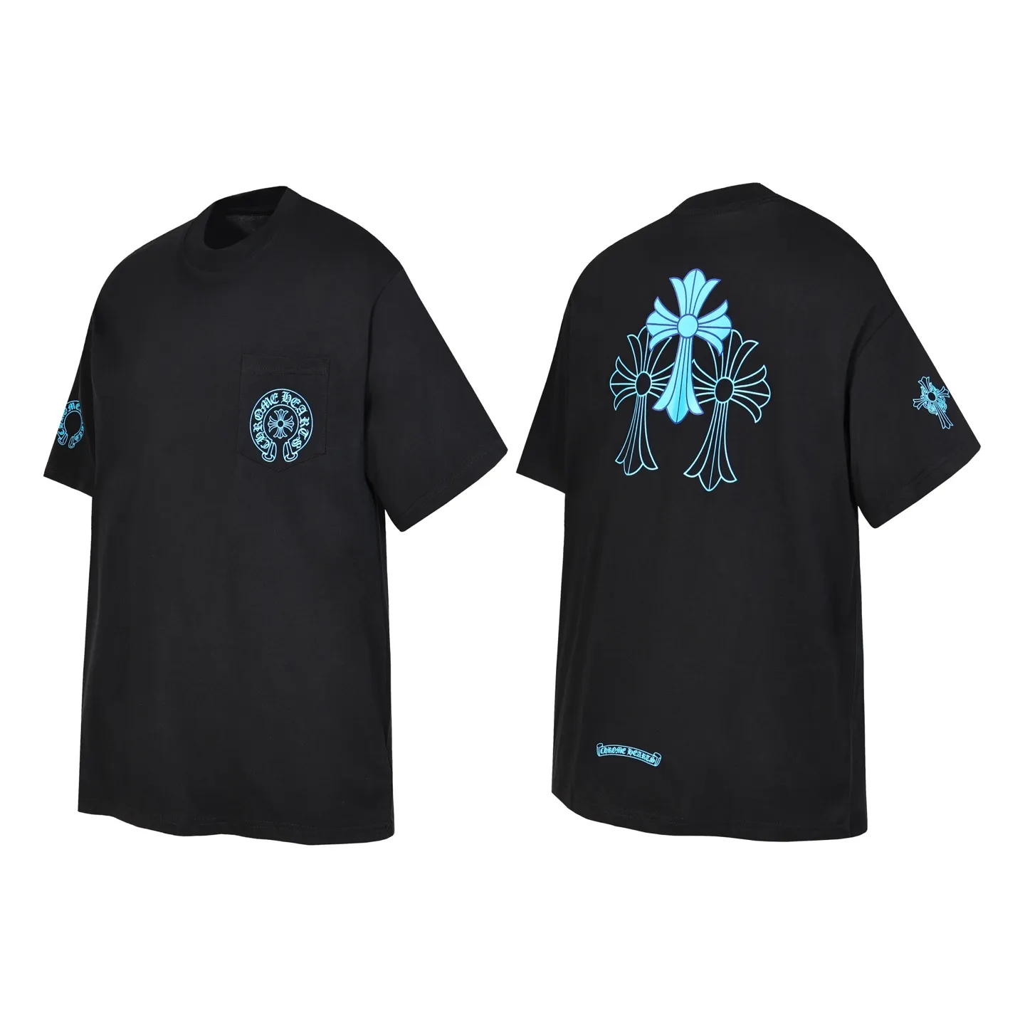 P150 Cross-border running quantity model, please do not place an order if you are pursuing quality - Chrome Hearts/Chrome Heart Cross Sanskrit short-sleeved T-shirt - High weight, high density and high quality. The wool is soft, delicate and skin-friendly. It feels soft and silky. It has excellent warmth and skin-friendly properties. - Customized weaving and dyeing, no color difference. No matter the fabric or workmanship details, it is better than the ordinary version on the market. -Colour: black white -Size: S M L XL
